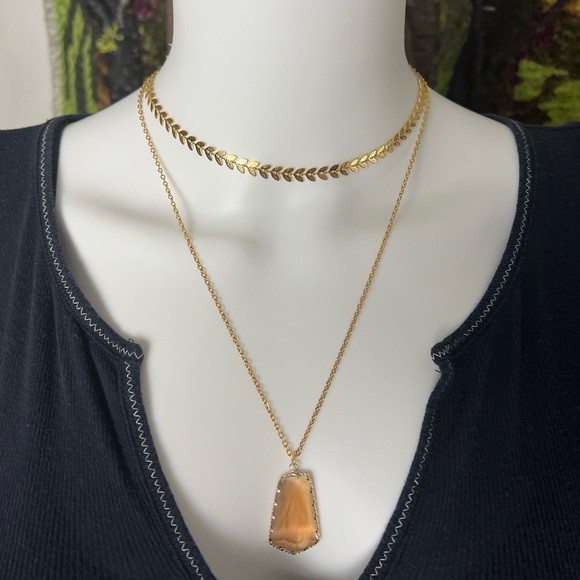 Elegant Large Glass Pendant Necklace - Boho Chic Trendy Necklace - Picture 7 of 8